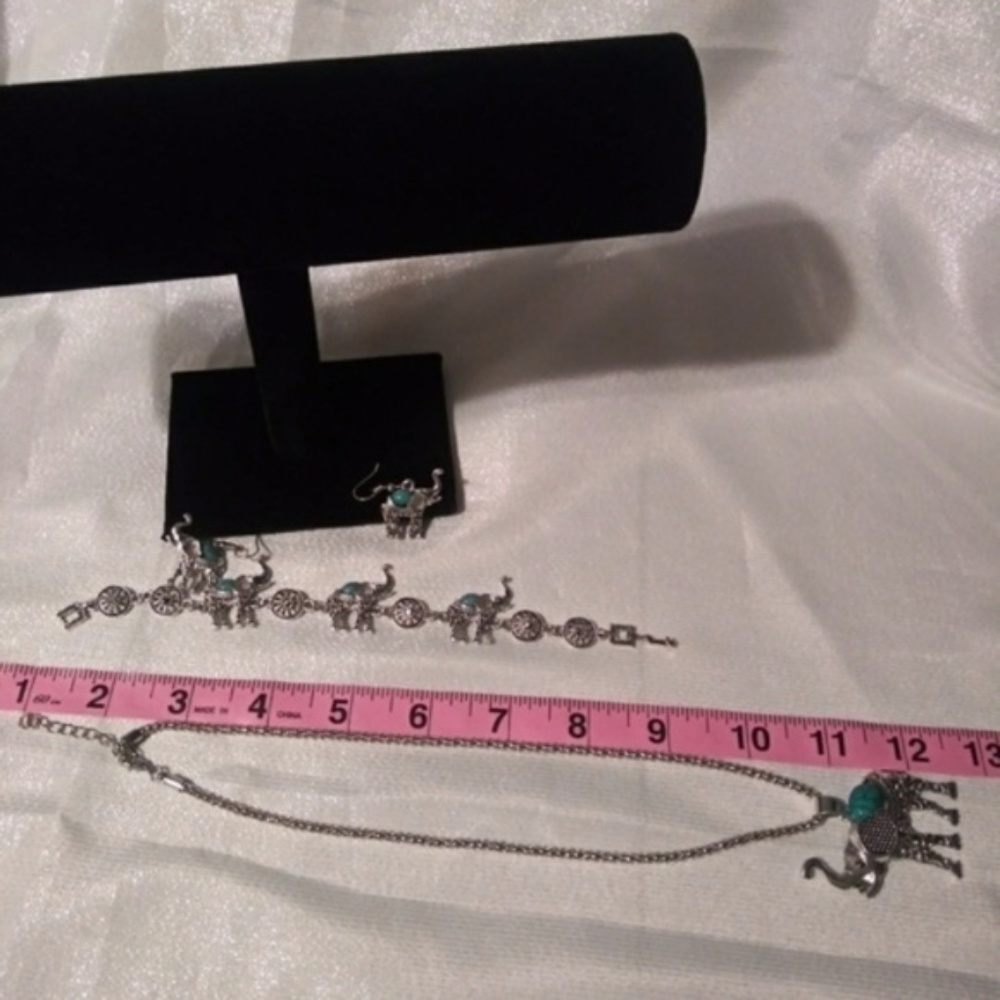 New necklace turquoise elephant drop jewelry set - Picture 2 of 3